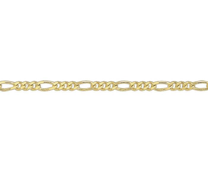 21cm 9ct Gold Figaro Bracelet Chain - Rococo Jewellery