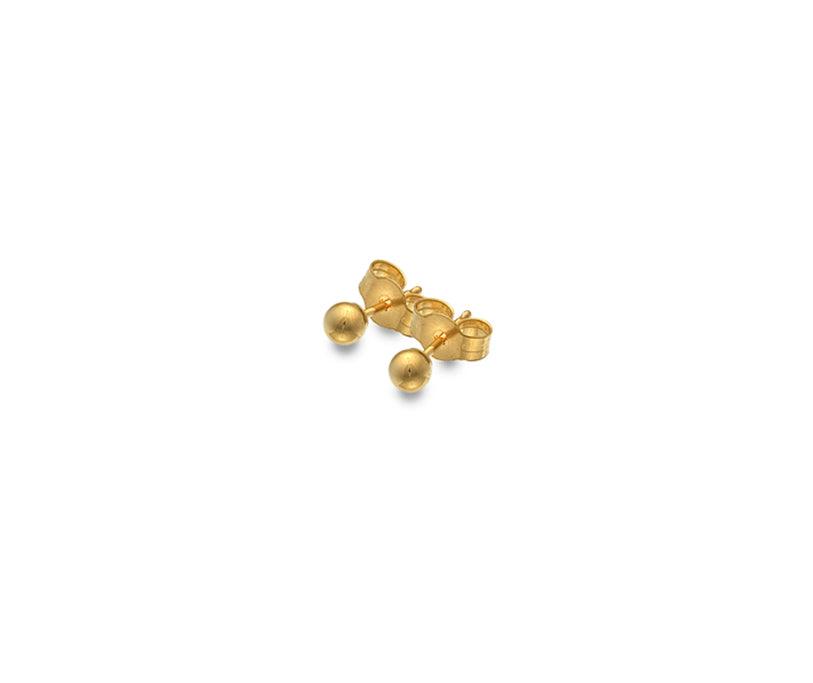 9ct Gold 3mm Ball Stud Earrings - Rococo Jewellery