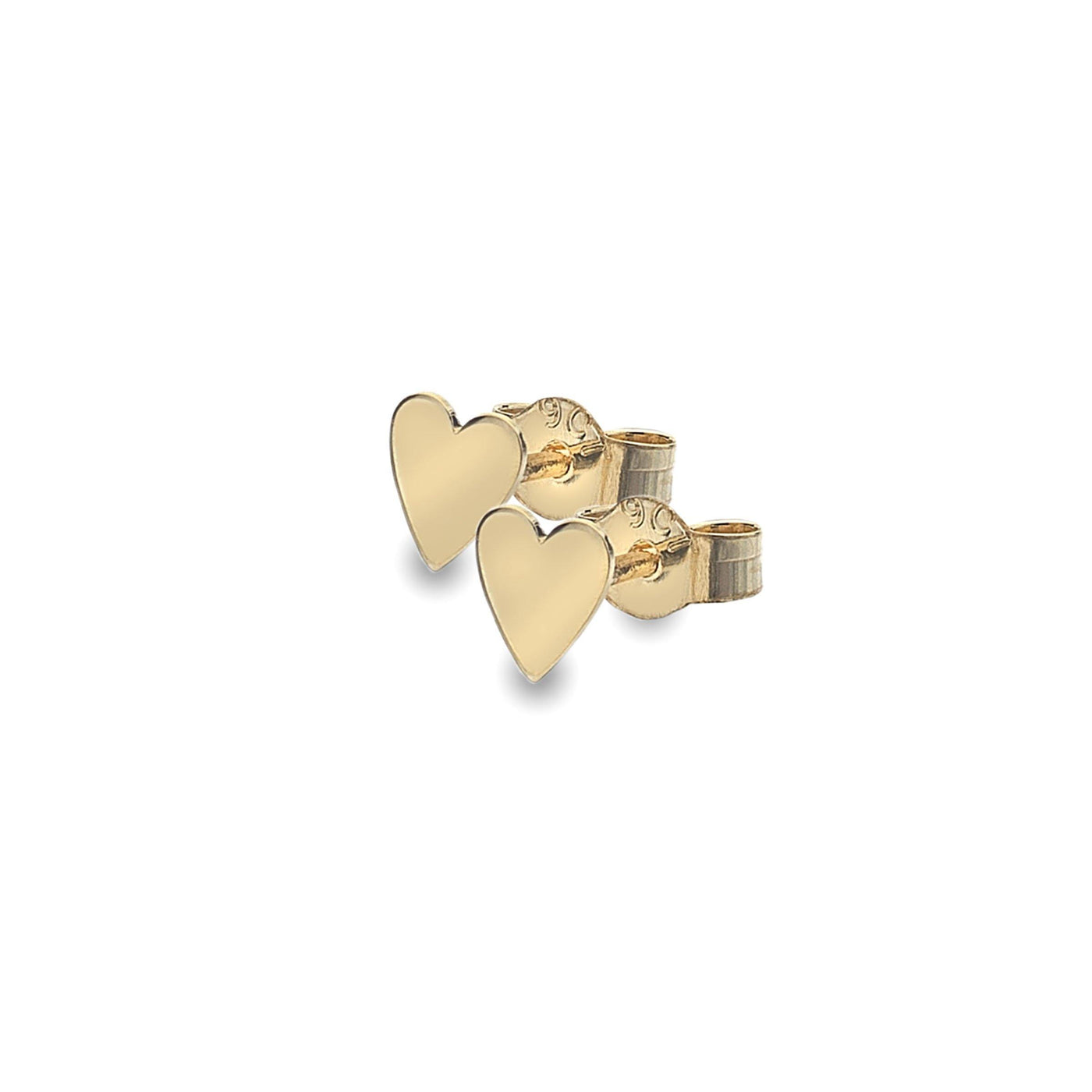 9ct Yellow Heart Stud Earrings - Rococo Jewellery
