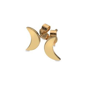 9ct Gold Moon Stud Earrings - Rococo Jewellery
