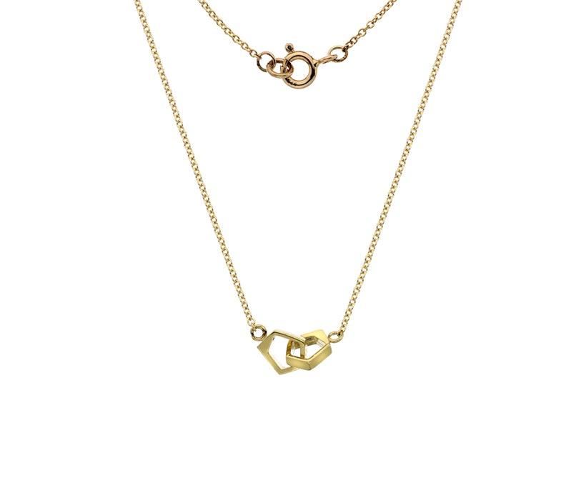9ct Yellow or Rose Gold Double Pentagon Necklace - Rococo Jewellery