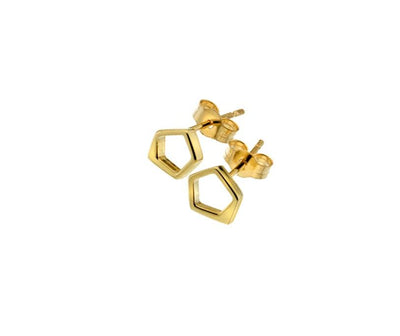 9ct Rose or Yellow Gold Pentagon Stud Earrings - Rococo Jewellery