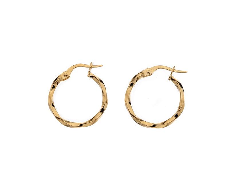 9ct Gold Twisted Hoop Earrings - Rococo Jewellery