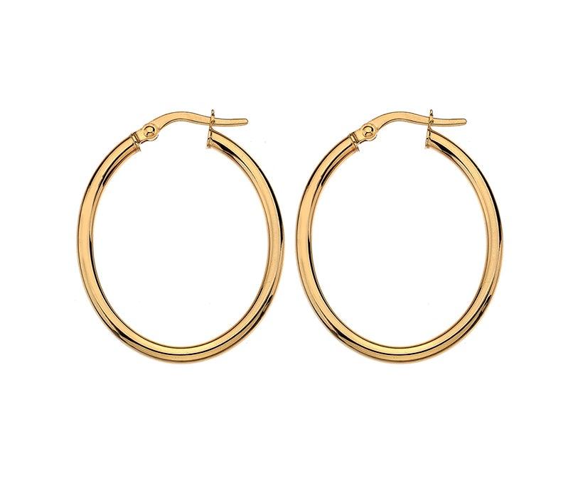 9ct Gold Oval Hoop Earrings - Rococo Jewellery