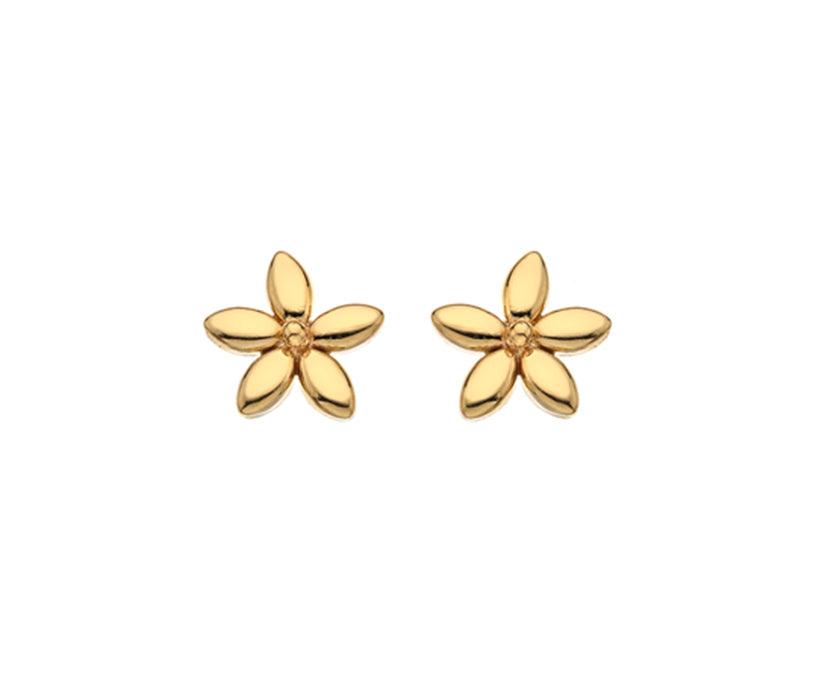 9ct Yellow Gold Flower Stud Earrings - Rococo Jewellery