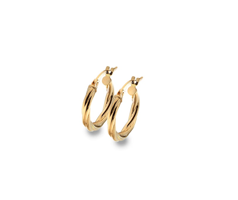 9ct Gold 10mm Twisted Hoop Earrings - Rococo Jewellery