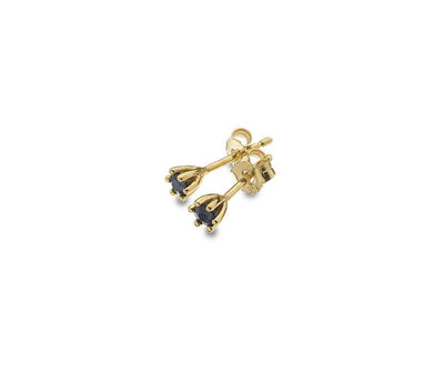 9ct Yellow Gold 3mm Sapphire Stud Earrings - Rococo Jewellery