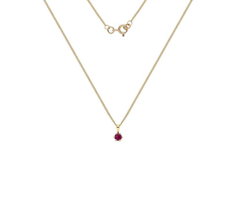 9ct Gold & 4mm Claw Set Ruby Pendant - Rococo Jewellery