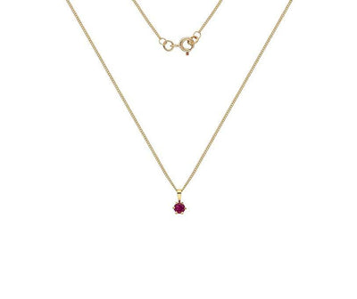 9ct Gold & 4mm Claw Set Ruby Pendant - Rococo Jewellery