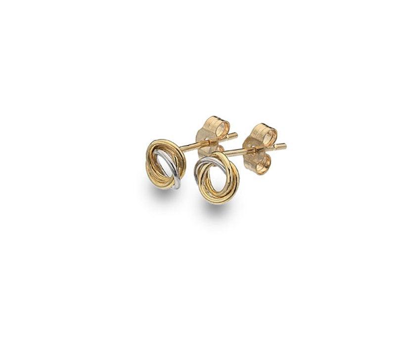 9ct Yellow & White Gold Knot Earrings - Rococo Jewellery