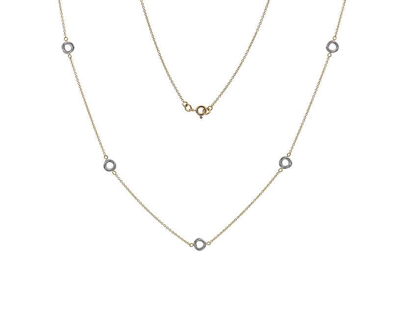 9ct Gold Chain with White Gold Circles Necklace - Rococo Jewellery