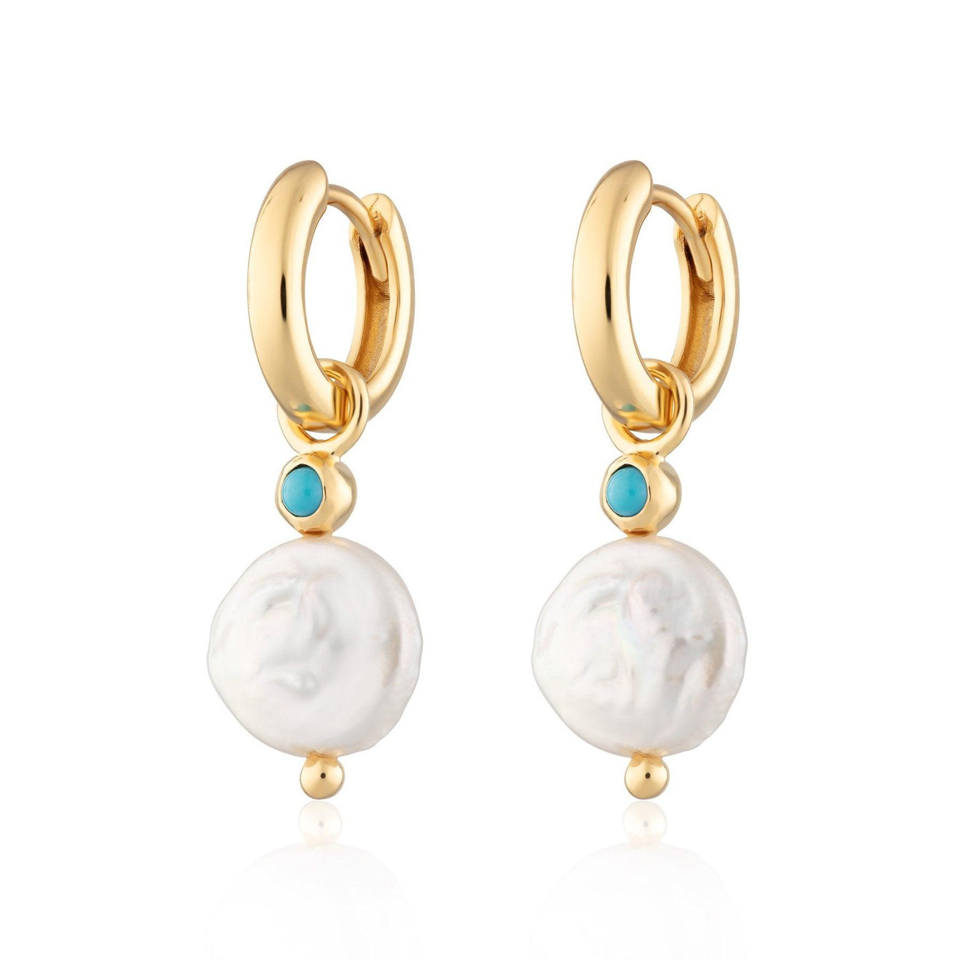 Scream Pretty Pearl and Turquoise Charm Hoops - Rococo Jewellery