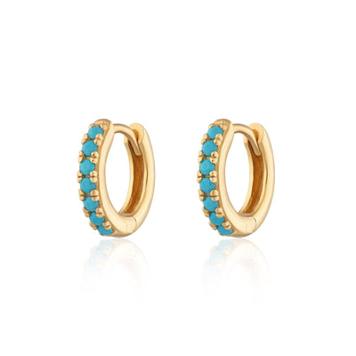 Scream Pretty Huggie Earrings with Turquoise Stones - Rococo Jewellery