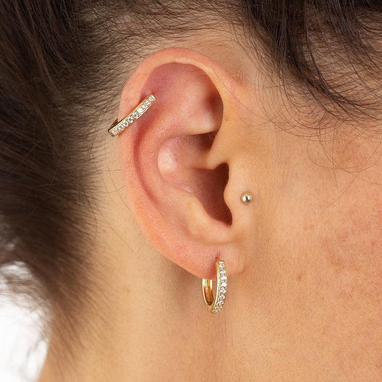 Scream Pretty Large Huggie Earrings with Clear Stones Rococo Jewellery