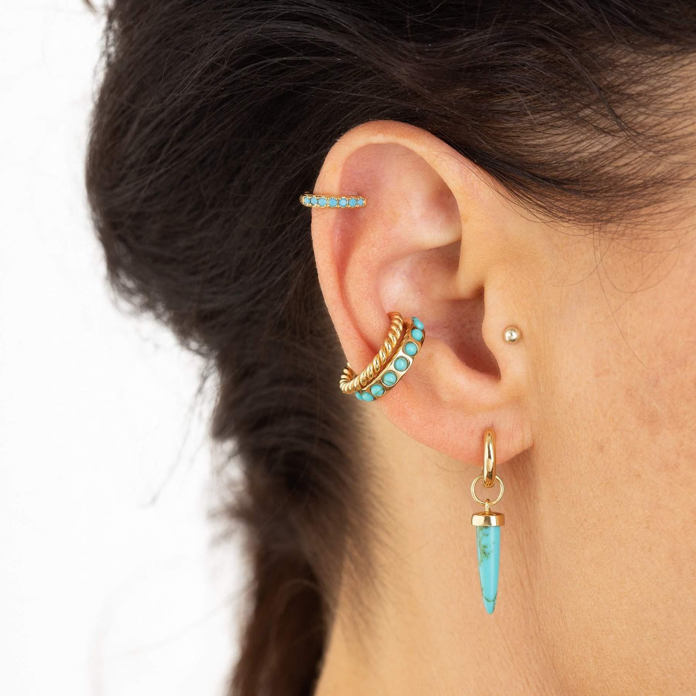 Scream Pretty Turquoise Spike Single Huggie Earring - Rococo Jewellery