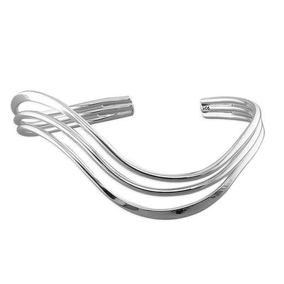 Sterling Silver Strands Cuff Bangle - Rococo Jewellery