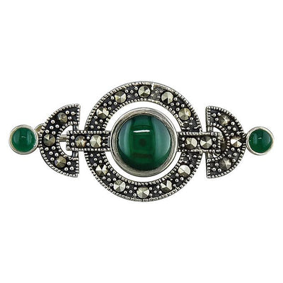 Green Marcasite Brooch - Rococo Jewellery
