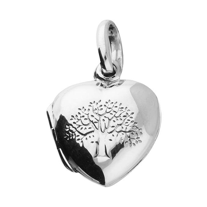 Tree of Life Heart Shaped Locket - Sterling Silver - Rococo Jewellery