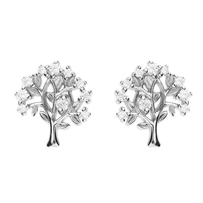 Cubic Zirconia Tree of Life Stud Earrings - Rococo Jewellery