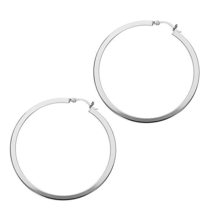 50mm Square Hinged Hoop Earrings - Sterling Silver - Rococo Jewellery