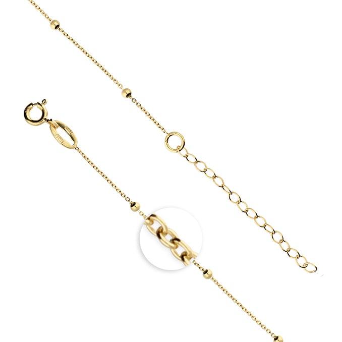 45cm Sterling Silver Gold Plated Bead Chain - Rococo Jewellery