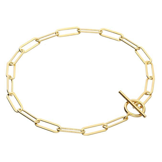 T-Bar Paper Clip Chain Bracelet - Yellow Gold Vermeil - Rococo Jewellery