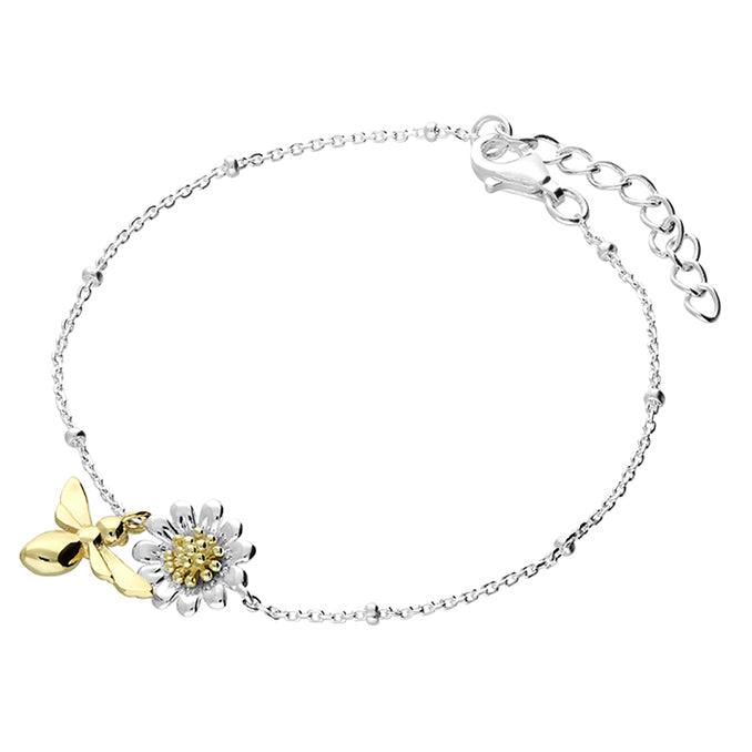 Two-Tone Bumblebee and Daisy Ball Chain Bracelet - Rococo Jewellery