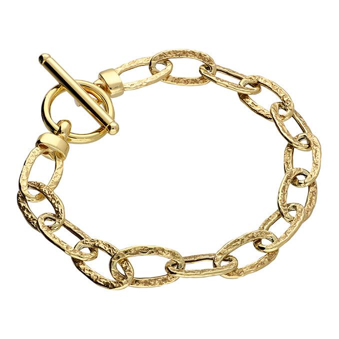 Yellow Gold T-Bar Link Bracelet - Rococo Jewellery