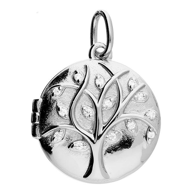 Tree of Life Locket - Sterling Silver Cubic Zirconia - Rococo Jewellery