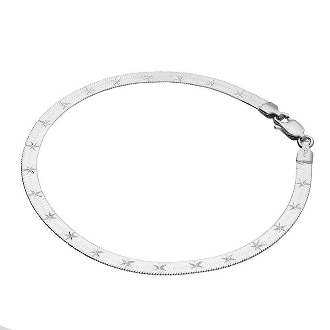 Diamond Cut Herringbone with Stars Bracelet - Rococo Jewellery