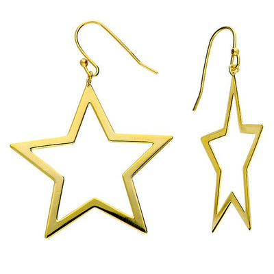 Statement Gold Open Star Drop Earrings - Rococo Jewellery