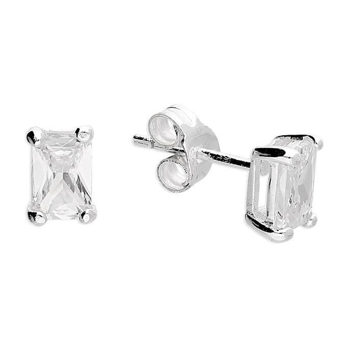 Silver Stud Earring with CZ - Rococo Jewellery
