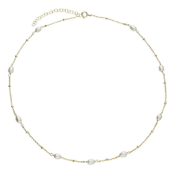 14ct Gold Vermeil and Silver Necklace with Freshwater Pearls - Rococo Jewellery