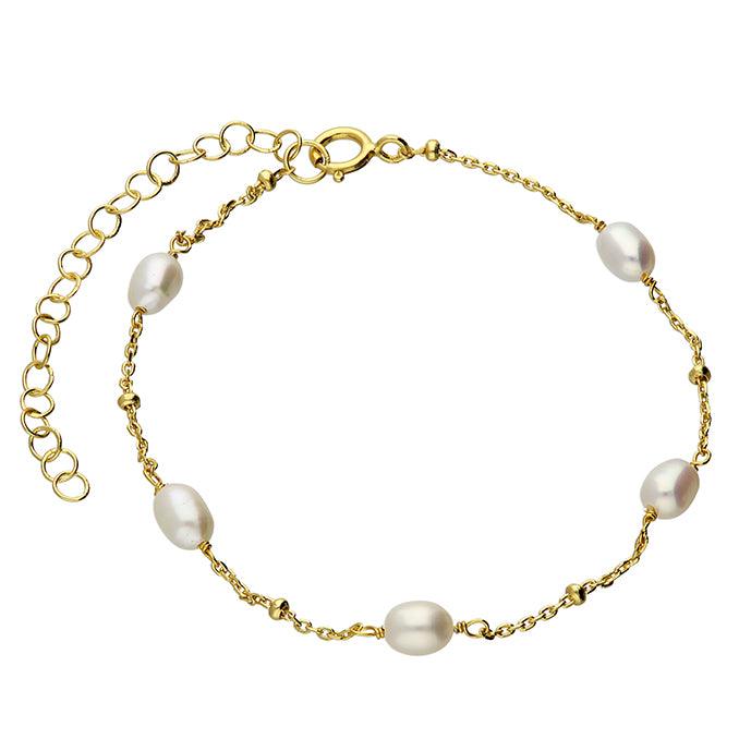 14ct Gold Vermeil and Silver Bracelet with Freshwater Pearls - Rococo Jewellery