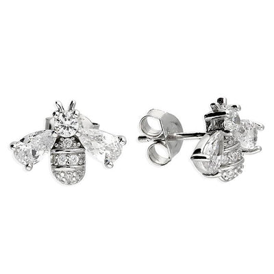 Silver Bee Stud Earrings - Rococo Jewellery