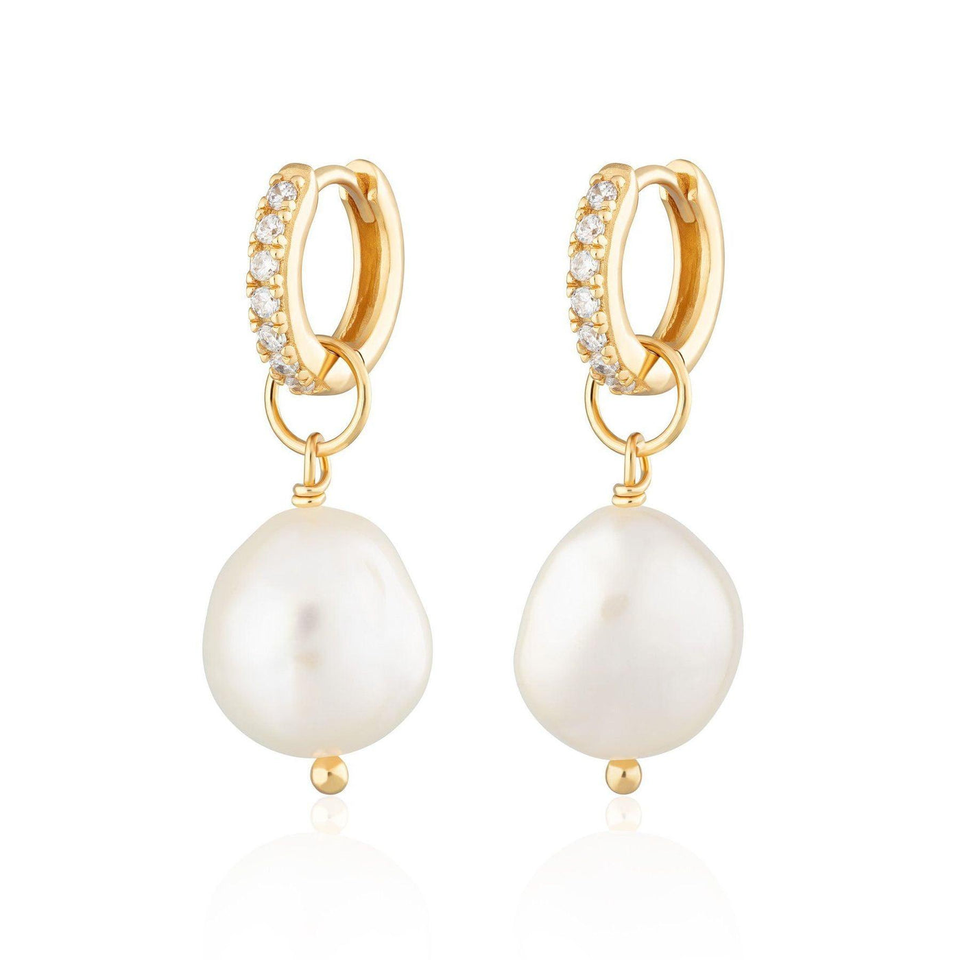 Scream Pretty Hannah Martin Sparkle Huggie Hoop Earrings with Baroque Pearls - Rococo Jewellery