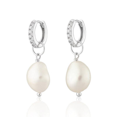 Scream Pretty Hannah Martin Sparkle Huggie Hoop Earrings with Baroque Pearls - Rococo Jewellery