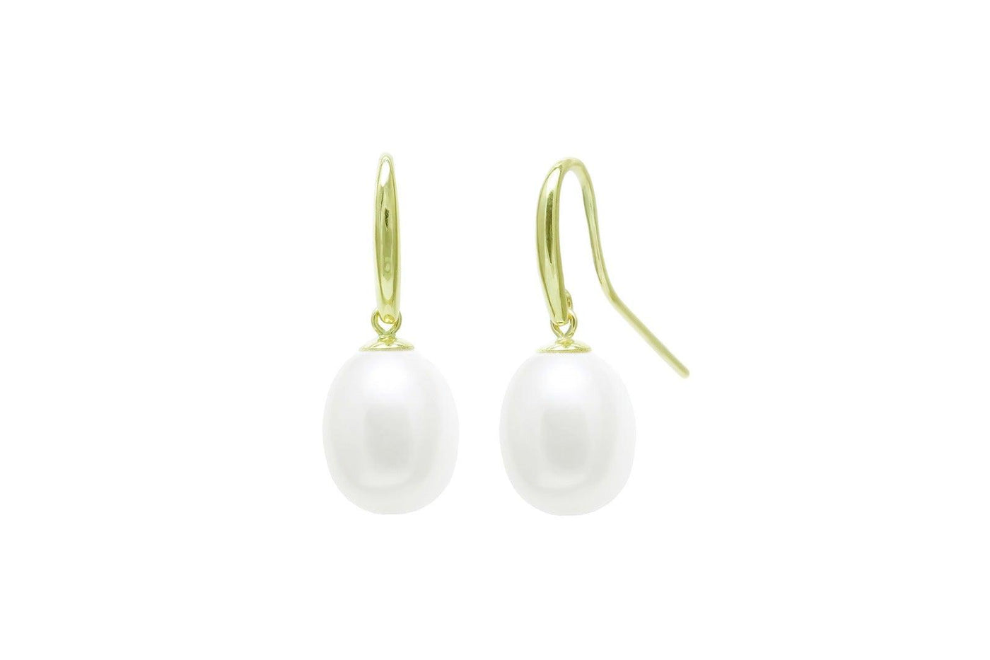 9ct White or Yellow Gold Cultured White River Pearls Drop Earrings - Rococo Jewellery