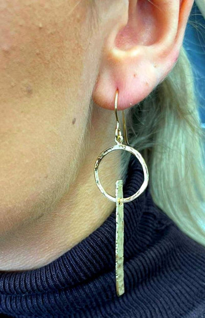 Geometric Hammered Drop Earrings - Rococo Jewellery