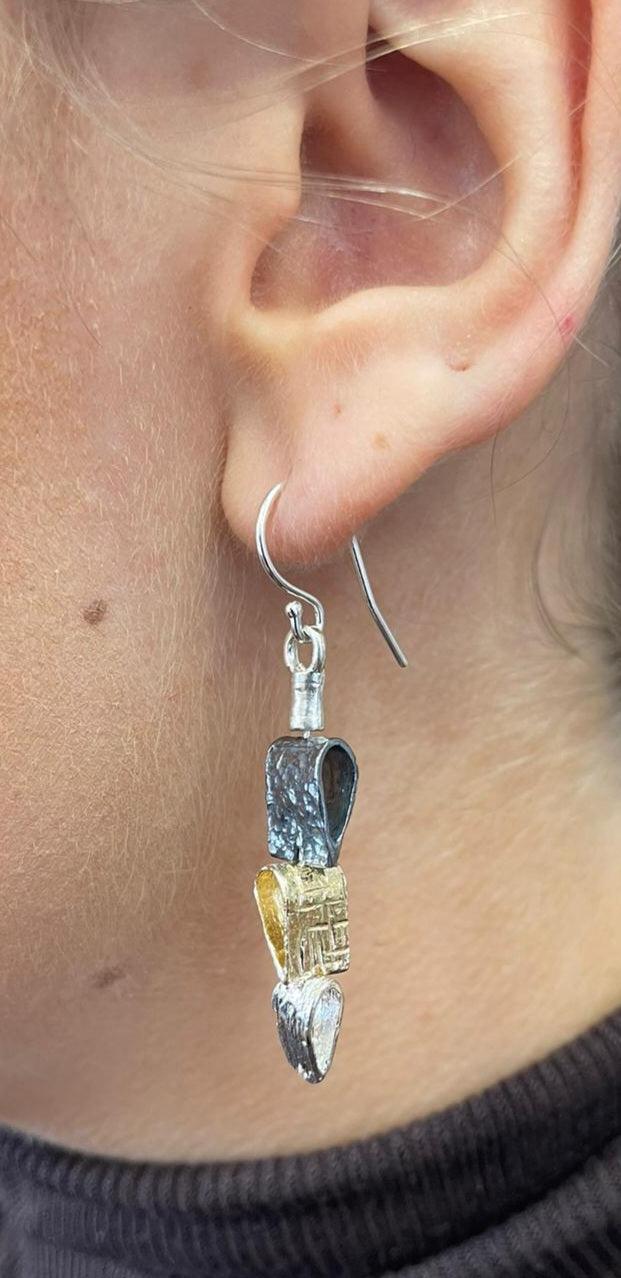 Textured Graduated Teardrop Drop Earrings - Rococo Jewellery