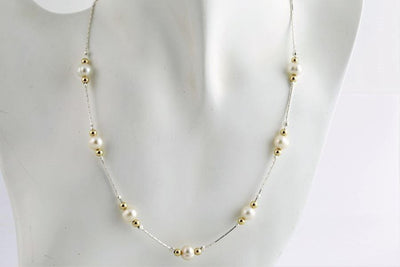 Lavan Gold and Sterling Silver Pearl Necklace - Rococo Jewellery