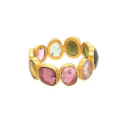 Facetted Tourmalines Gemstone and Gold Ring - Rococo Jewellery