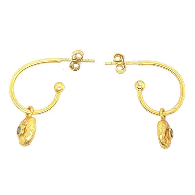 Natural Diamond Half Hoop Nugget Drop Earrings - Rococo Jewellery