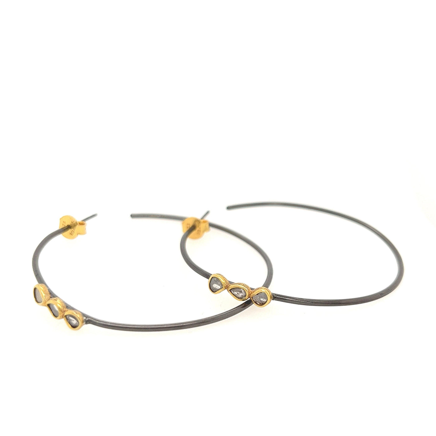Oxidised Diamond Hoop Earrings - Rococo Jewellery