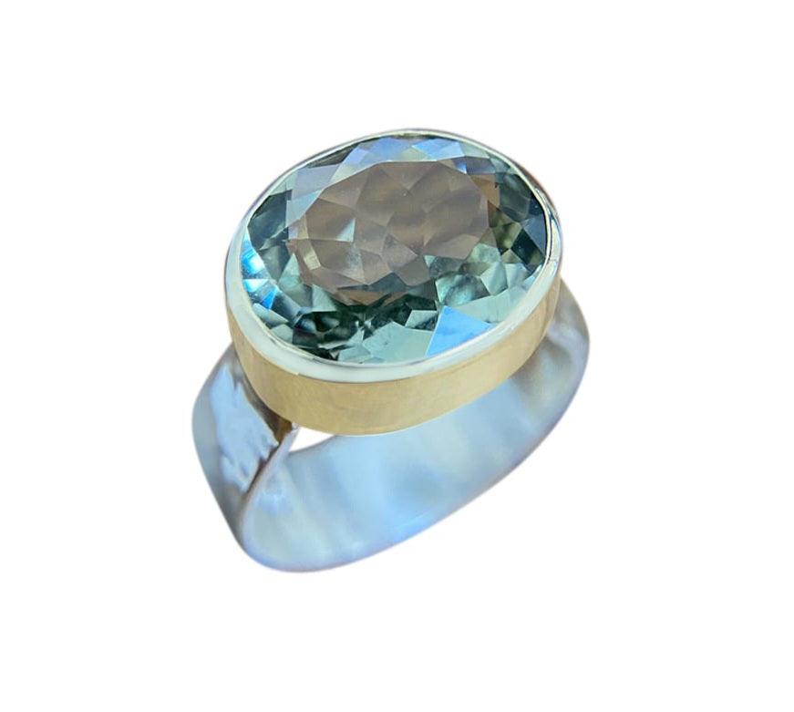 Yaron Morhaim 9ct Gold & Faceted Green Amethyst Ring - Rococo Jewellery