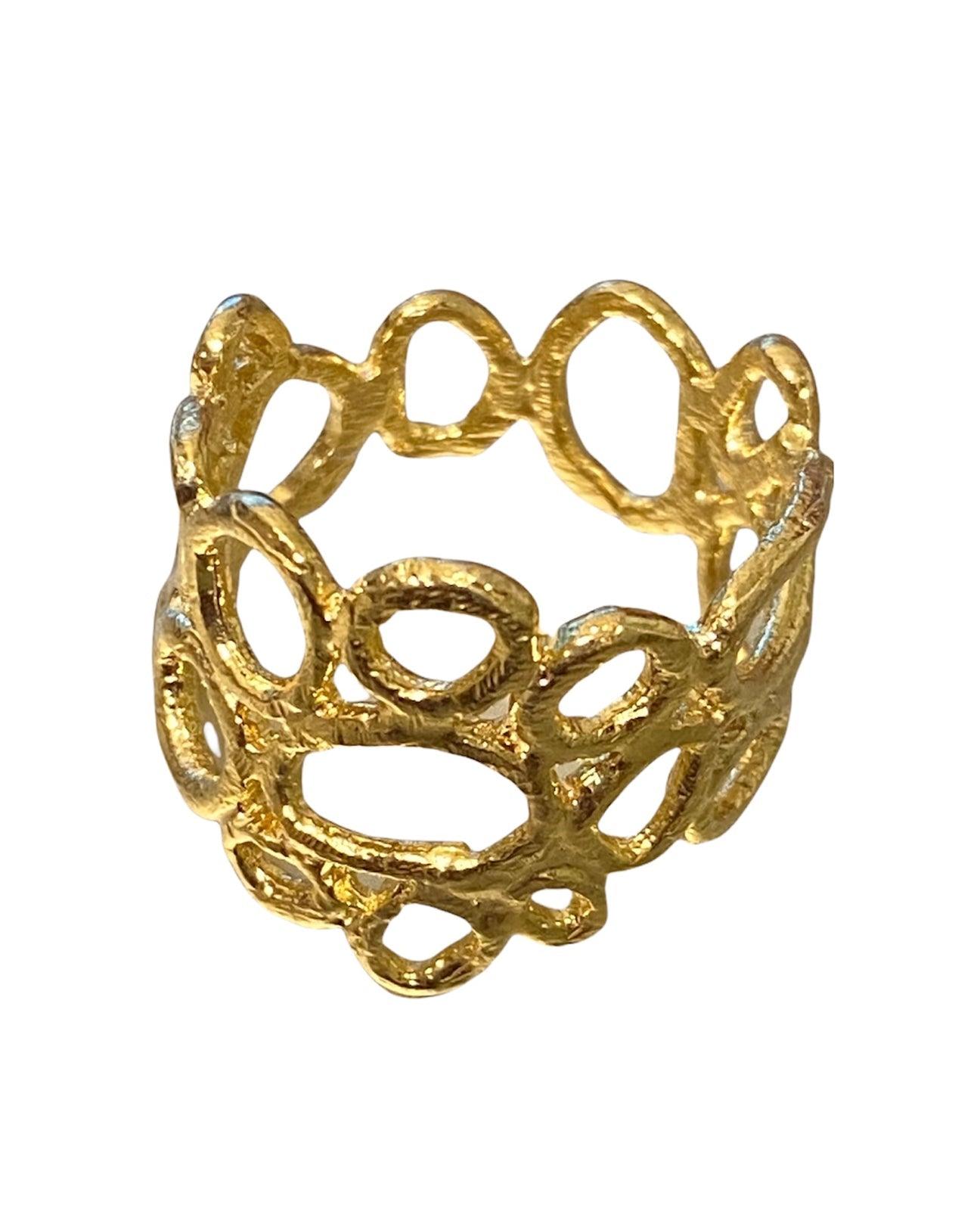 Saphirim Textured Circles Ring - 18ct Gold Vermeil - Rococo Jewellery