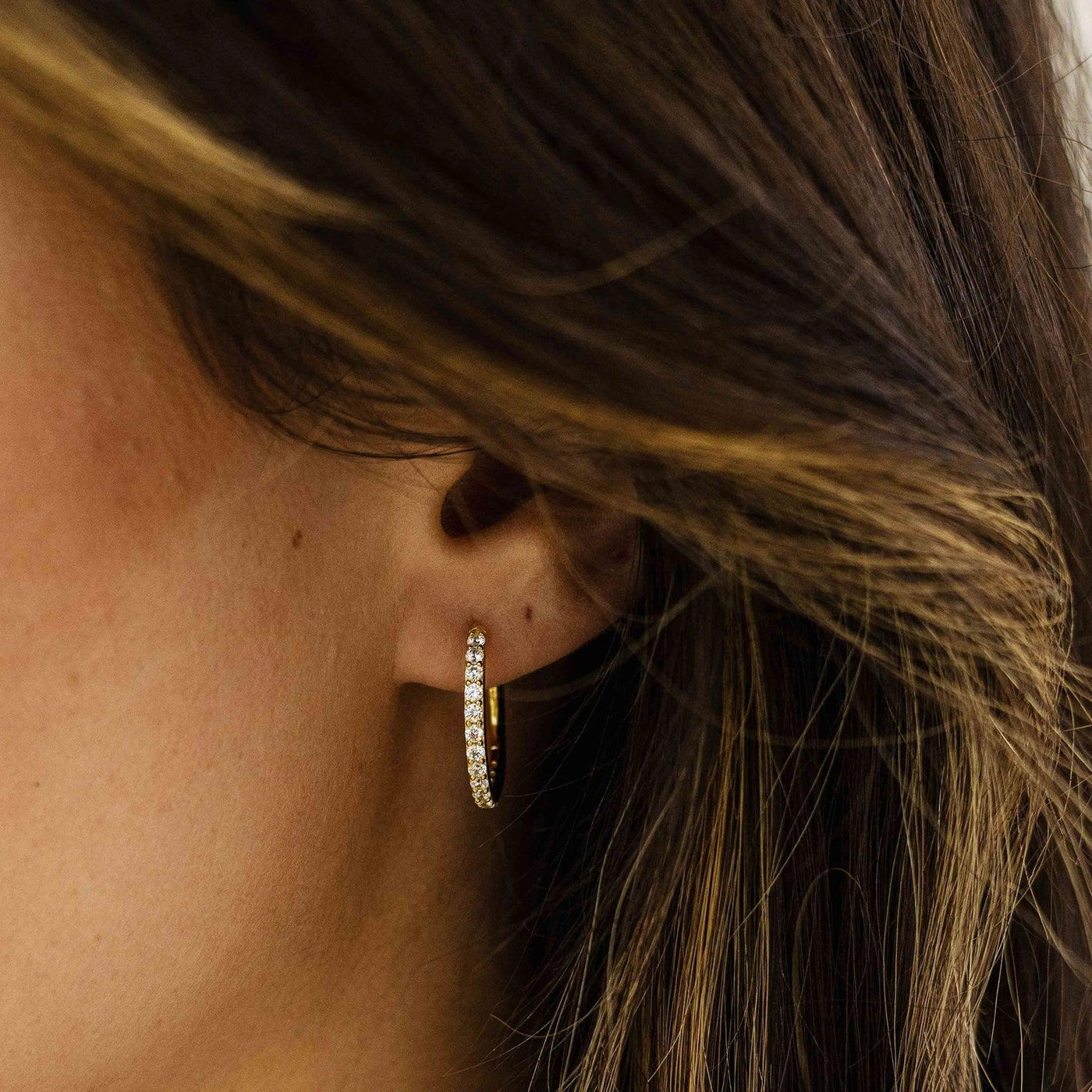 Midi 20mm Gold Sparkling Hoop Earrings - Rococo Jewellery