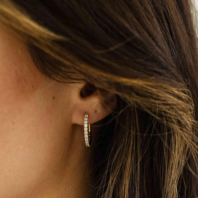 Midi 20mm Gold Sparkling Hoop Earrings - Rococo Jewellery