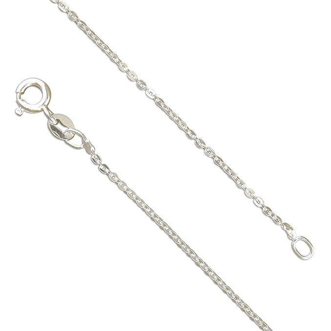 Sterling Silver Medium Flat Trace Chain Necklace - Rococo Jewellery