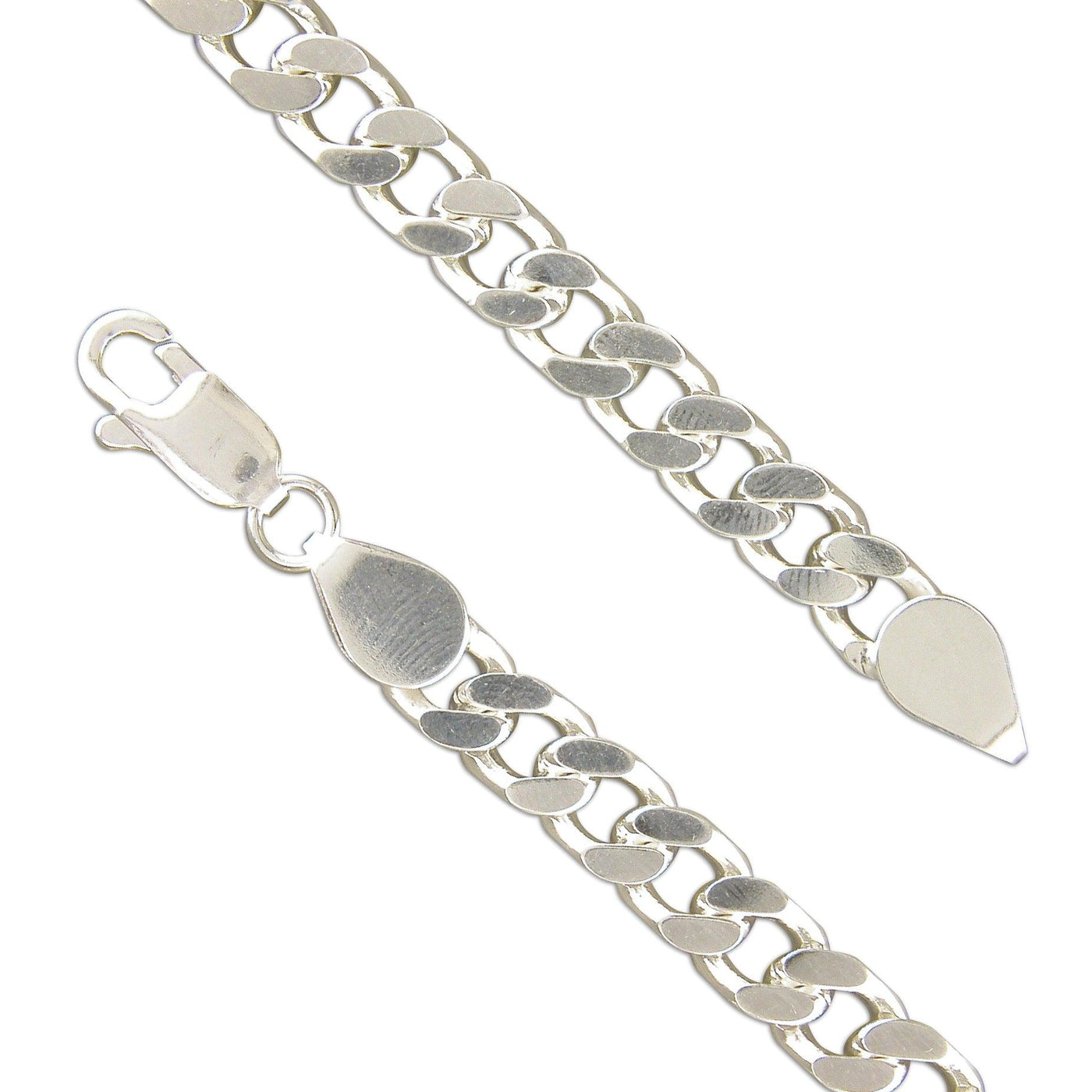 23cm Sterling Silver Flat Curb Bracelet - Rococo Jewellery
